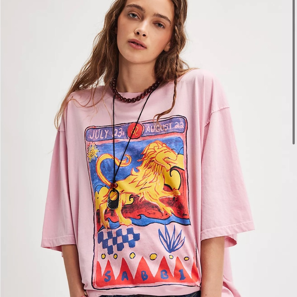 Free People Leo zodiac Oversized Tee NWT